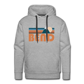 Premium Bend, Oregon Hoodie - Retro Mountain Premium Men's Bend Sweatshirt / Hoodie - heather grey