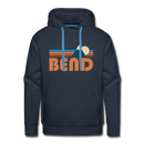 Premium Bend, Oregon Hoodie - Retro Mountain Premium Men's Bend Sweatshirt / Hoodie - navy