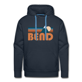 Premium Bend, Oregon Hoodie - Retro Mountain Premium Men's Bend Sweatshirt / Hoodie - navy