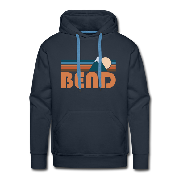 Premium Bend, Oregon Hoodie - Retro Mountain Premium Men's Bend Sweatshirt / Hoodie - navy
