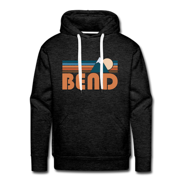 Premium Bend, Oregon Hoodie - Retro Mountain Premium Men's Bend Sweatshirt / Hoodie - charcoal grey