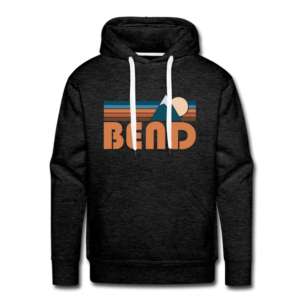 Premium Bend, Oregon Hoodie - Retro Mountain Premium Men's Bend Sweatshirt / Hoodie - charcoal grey