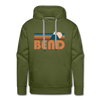 Premium Bend, Oregon Hoodie - Retro Mountain Premium Men's Bend Sweatshirt / Hoodie - olive green