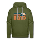Premium Bend, Oregon Hoodie - Retro Mountain Premium Men's Bend Sweatshirt / Hoodie - olive green
