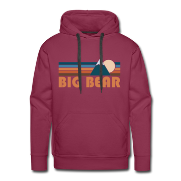 Premium Big Bear, California Hoodie - Retro Mountain Premium Men's Big Bear Sweatshirt / Hoodie - burgundy