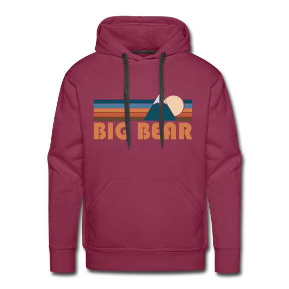 Premium Big Bear, California Hoodie - Retro Mountain Premium Men's Big Bear Sweatshirt / Hoodie - burgundy