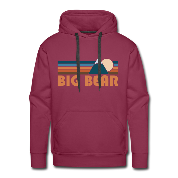Premium Big Bear, California Hoodie - Retro Mountain Premium Men's Big Bear Sweatshirt / Hoodie - burgundy