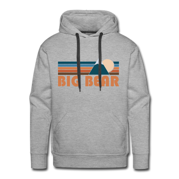 Premium Big Bear, California Hoodie - Retro Mountain Premium Men's Big Bear Sweatshirt / Hoodie - heather grey