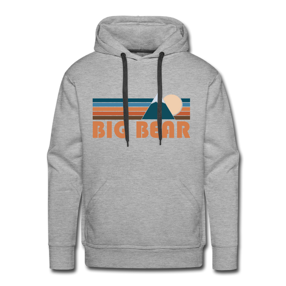 Premium Big Bear, California Hoodie - Retro Mountain Premium Men's Big Bear Sweatshirt / Hoodie - heather grey