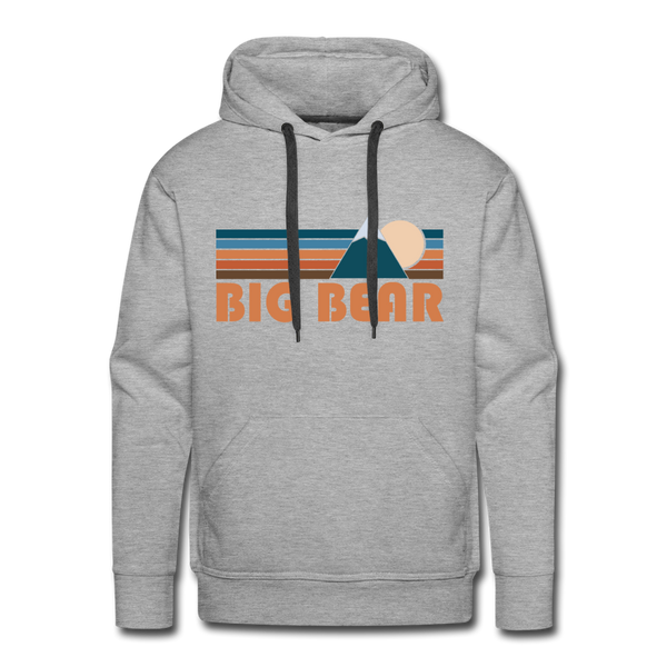 Premium Big Bear, California Hoodie - Retro Mountain Premium Men's Big Bear Sweatshirt / Hoodie - heather grey