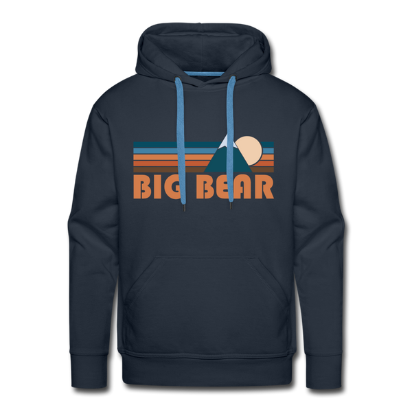 Premium Big Bear, California Hoodie - Retro Mountain Premium Men's Big Bear Sweatshirt / Hoodie - navy