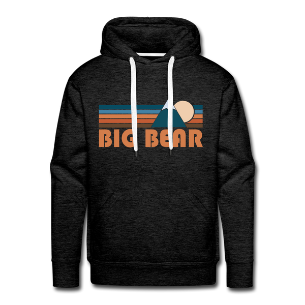Premium Big Bear, California Hoodie - Retro Mountain Premium Men's Big Bear Sweatshirt / Hoodie - charcoal grey