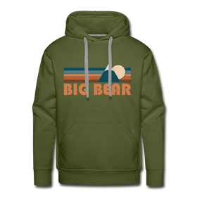 Premium Big Bear, California Hoodie - Retro Mountain Premium Men's Big Bear Sweatshirt / Hoodie - olive green