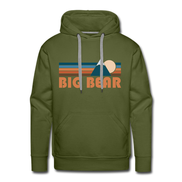 Premium Big Bear, California Hoodie - Retro Mountain Premium Men's Big Bear Sweatshirt / Hoodie - olive green