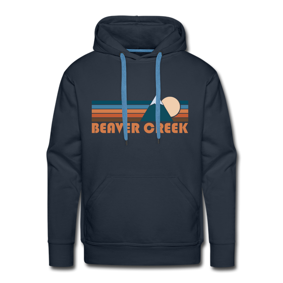 Premium Beaver Creek, Colorado Hoodie - Retro Mountain Premium Men's Beaver Creek Sweatshirt / Hoodie - navy