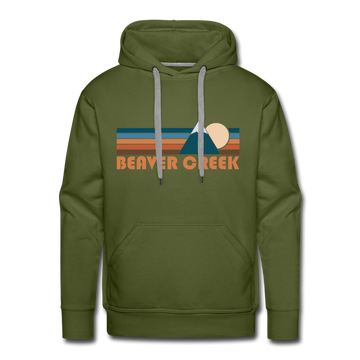 Premium Beaver Creek, Colorado Hoodie - Retro Mountain Premium Men's Beaver Creek Sweatshirt / Hoodie - olive green