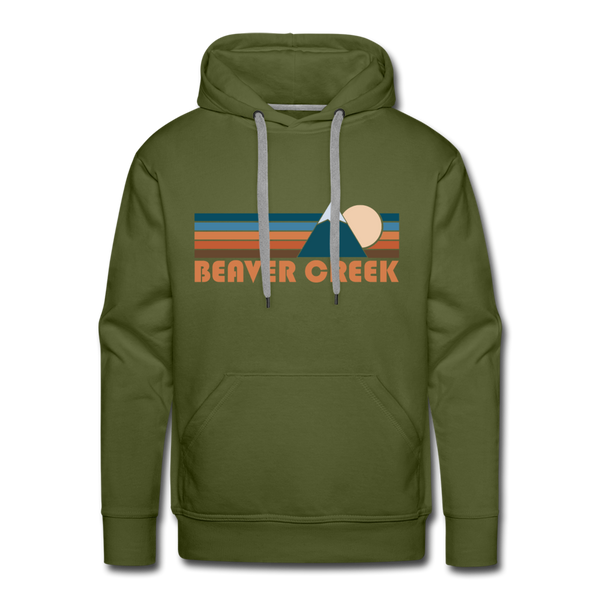 Premium Beaver Creek, Colorado Hoodie - Retro Mountain Premium Men's Beaver Creek Sweatshirt / Hoodie - olive green