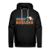 Premium Boulder, Colorado Hoodie - Retro Mountain Premium Men's Boulder Sweatshirt / Hoodie - black