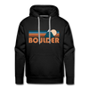 Premium Boulder, Colorado Hoodie - Retro Mountain Premium Men's Boulder Sweatshirt / Hoodie - black