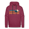 Premium Boulder, Colorado Hoodie - Retro Mountain Premium Men's Boulder Sweatshirt / Hoodie - burgundy