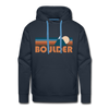 Premium Boulder, Colorado Hoodie - Retro Mountain Premium Men's Boulder Sweatshirt / Hoodie - navy