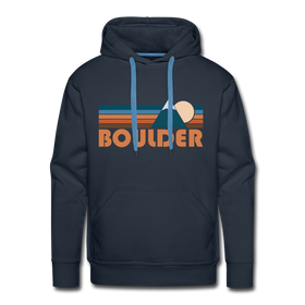 Premium Boulder, Colorado Hoodie - Retro Mountain Premium Men's Boulder Sweatshirt / Hoodie