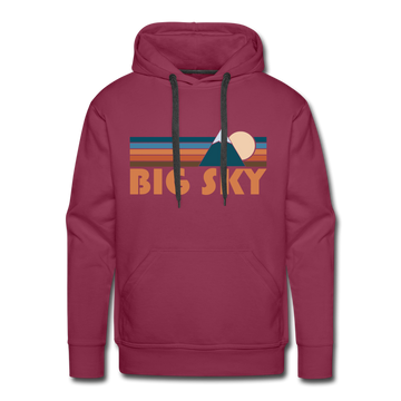 Premium Big Sky, Montana Hoodie - Retro Mountain Premium Men's Big Sky Sweatshirt / Hoodie - burgundy