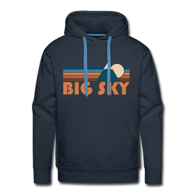 Premium Big Sky, Montana Hoodie - Retro Mountain Premium Men's Big Sky Sweatshirt / Hoodie - navy