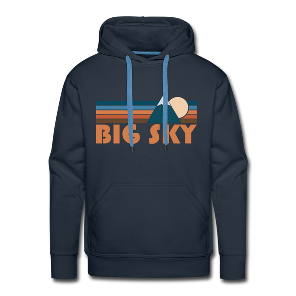 Premium Big Sky, Montana Hoodie - Retro Mountain Premium Men's Big Sky Sweatshirt / Hoodie - navy