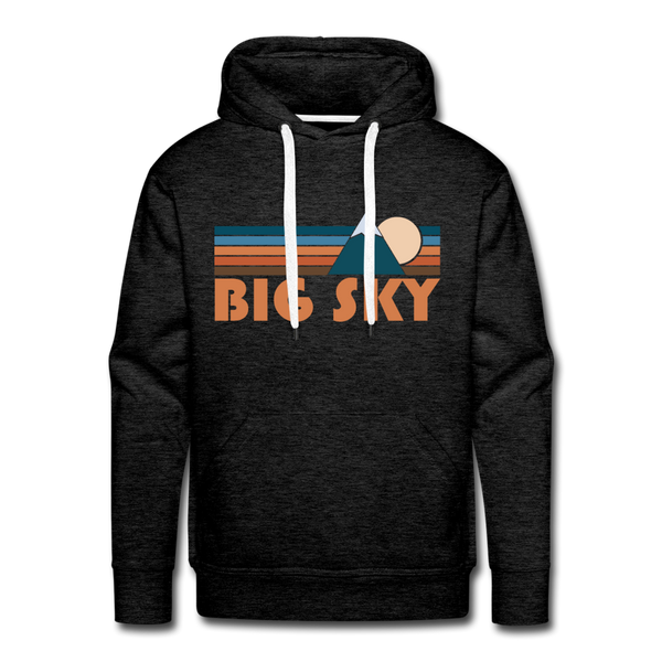 Premium Big Sky, Montana Hoodie - Retro Mountain Premium Men's Big Sky Sweatshirt / Hoodie - charcoal grey