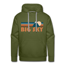 Premium Big Sky, Montana Hoodie - Retro Mountain Premium Men's Big Sky Sweatshirt / Hoodie - olive green
