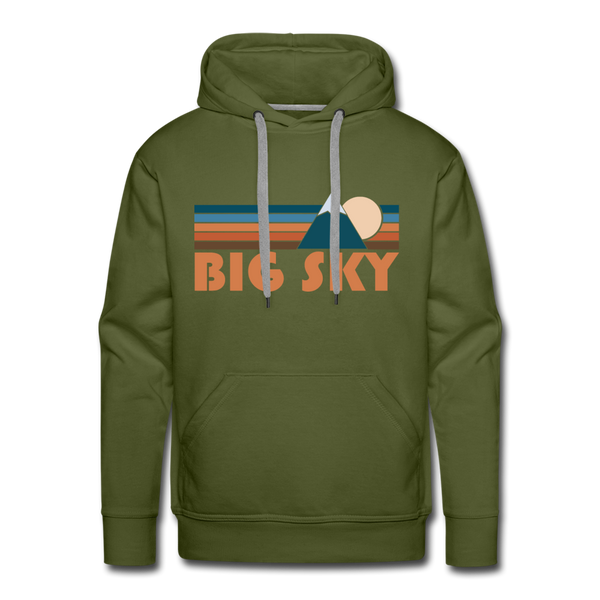 Premium Big Sky, Montana Hoodie - Retro Mountain Premium Men's Big Sky Sweatshirt / Hoodie - olive green