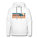 Premium Bozeman, Montana Hoodie - Retro Mountain Premium Men's Bozeman Sweatshirt / Hoodie - white