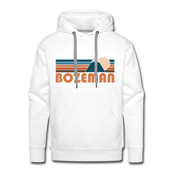 Premium Bozeman, Montana Hoodie - Retro Mountain Premium Men's Bozeman Sweatshirt / Hoodie - white
