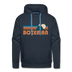 Premium Bozeman, Montana Hoodie - Retro Mountain Premium Men's Bozeman Sweatshirt / Hoodie - navy