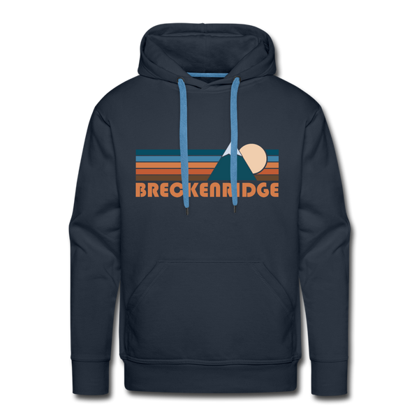 Premium Breckenridge, Colorado Hoodie - Retro Mountain Premium Men's Breckenridge Sweatshirt / Hoodie - navy