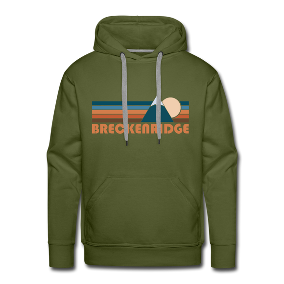 Premium Breckenridge, Colorado Hoodie - Retro Mountain Premium Men's Breckenridge Sweatshirt / Hoodie - olive green
