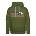 Premium Breckenridge, Colorado Hoodie - Retro Mountain Premium Men's Breckenridge Sweatshirt / Hoodie - olive green