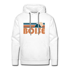 Premium Boise, Idaho Hoodie - Retro Mountain Premium Men's Boise Sweatshirt / Hoodie - white