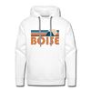 Premium Boise, Idaho Hoodie - Retro Mountain Premium Men's Boise Sweatshirt / Hoodie - white