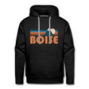 Premium Boise, Idaho Hoodie - Retro Mountain Premium Men's Boise Sweatshirt / Hoodie - black