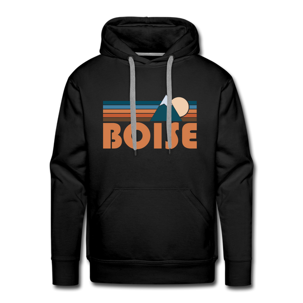 Premium Boise, Idaho Hoodie - Retro Mountain Premium Men's Boise Sweatshirt / Hoodie - black