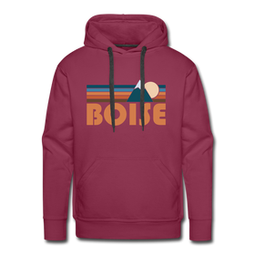 Premium Boise, Idaho Hoodie - Retro Mountain Premium Men's Boise Sweatshirt / Hoodie - burgundy