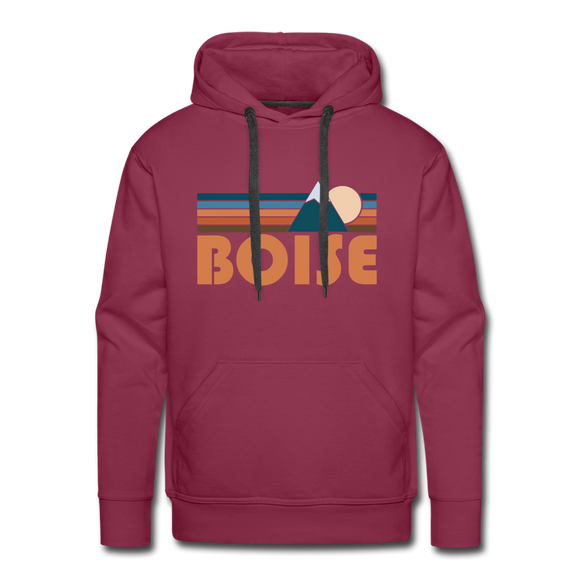 Premium Boise, Idaho Hoodie - Retro Mountain Premium Men's Boise Sweatshirt / Hoodie - burgundy