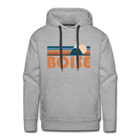 Premium Boise, Idaho Hoodie - Retro Mountain Premium Men's Boise Sweatshirt / Hoodie - heather grey