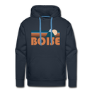 Premium Boise, Idaho Hoodie - Retro Mountain Premium Men's Boise Sweatshirt / Hoodie - navy
