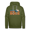Premium Boise, Idaho Hoodie - Retro Mountain Premium Men's Boise Sweatshirt / Hoodie - olive green
