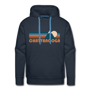 Premium Chattanooga, Tennessee Hoodie - Retro Mountain Premium Men's Chattanooga Sweatshirt / Hoodie - navy