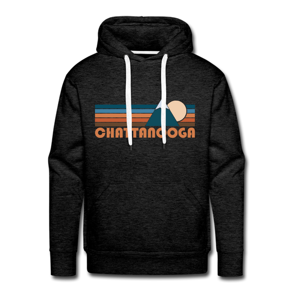 Premium Chattanooga, Tennessee Hoodie - Retro Mountain Premium Men's Chattanooga Sweatshirt / Hoodie - charcoal grey