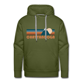 Premium Chattanooga, Tennessee Hoodie - Retro Mountain Premium Men's Chattanooga Sweatshirt / Hoodie - olive green